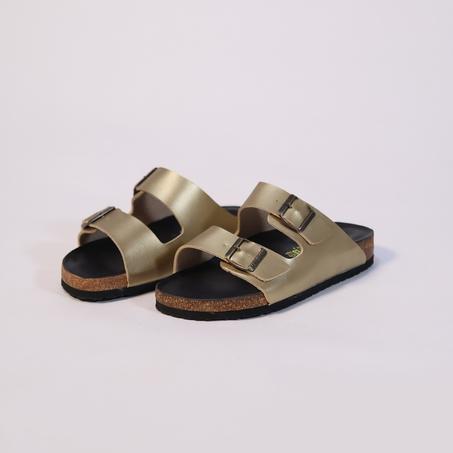 Sandale cuir doré
