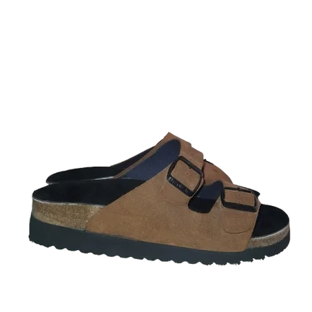 Sandales en cuir à deux brides confortables et élégantes en marro