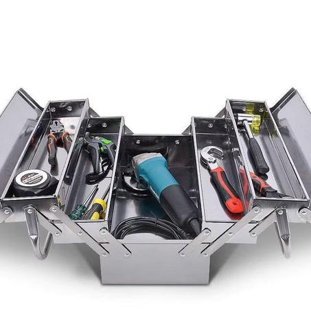 صندوق أدوات معدني متعدد الطبقات - تصميم عملي ومتعدد الاستخدامات