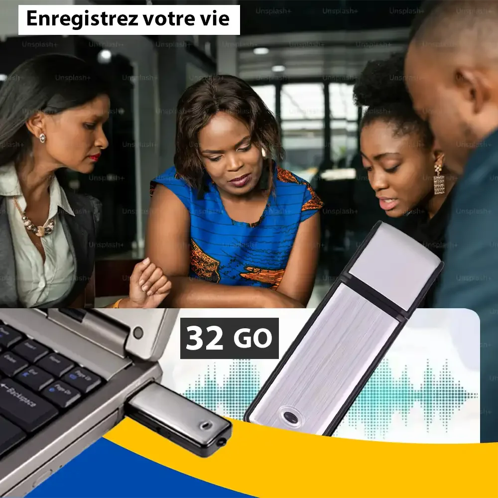 image image image image Clé USB Enregistreur Vocal Numérique de 32 Go ( Disponible uniquement en Noir )