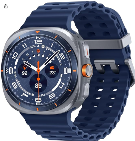 ساعة سامسونج جالاكسي الترا (2025) ال تي اي، ساعة ذكية مع هيكل متين من التيتانيوم وتصميم مبطن وزر سريع لمراقبة الصحة بالطاقة الكهربائية بالكامل، أزرق، 47 ملم (إصدار المملكة العربية السعودية)