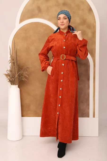 Robe Velours Orange Brûlé