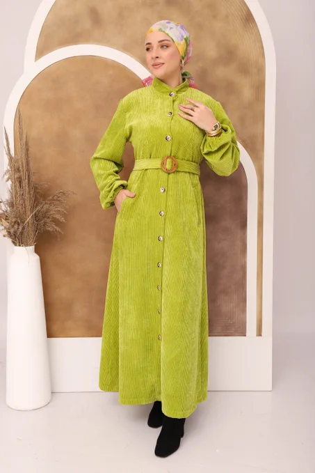 Robe Velours Vert Chartreuse