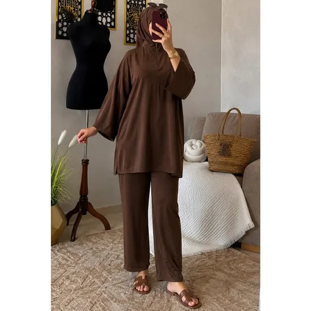 Burkini 4 pc Pantalon Tunique Bonnet Hijab