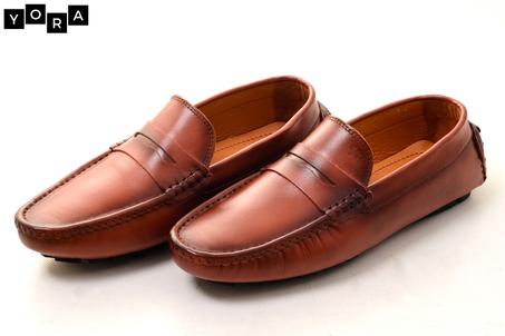 Mocassin en cuir TABAC réf 1000