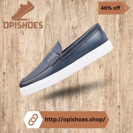 Basket mocassin en cuir blue– YR74