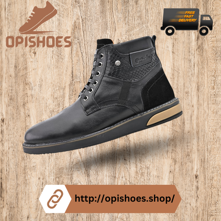 Chaussures bottine en cuir et daim Noir – YR35