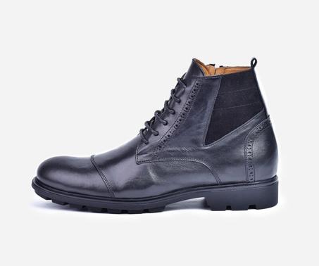Bottine hommes cuir noir comme brogues -YR18