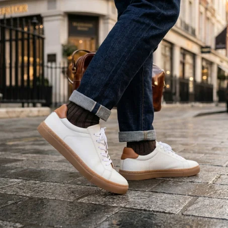 Basket Blanc en cuir réf 042
