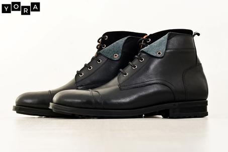 Bottine en cuir noir réf 400