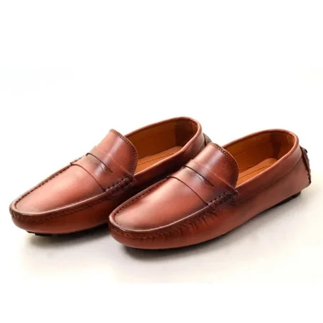 Mocassin en cuir TABAC réf 1000