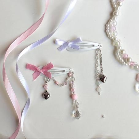 Pink & white hairclips