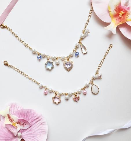 Pearls and charms bracelets