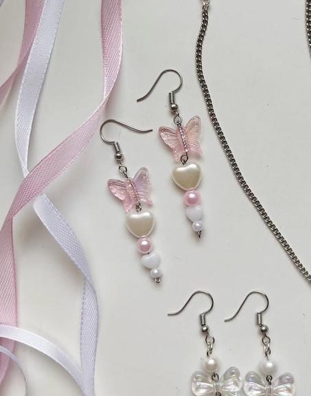 Pink butterfly earrings
