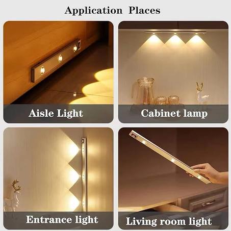 3 الوان اضاءة لاسلكية قابلة لاعادة الشحن بجهاز استشعار حركة داخلية، مع بطارية 1450mAh، قابلة للتعتيم تحت الطاولة للمطبخ وخزانة الملابس والمرآب والسلالم