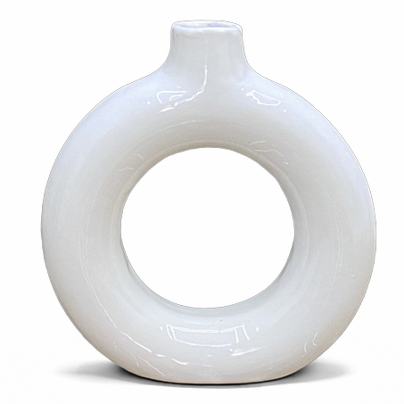 Vase Moderne de Style Nordique en Forme de Beignet - Décoration Géométrique Ronde pour Salon, Ornement d'Art