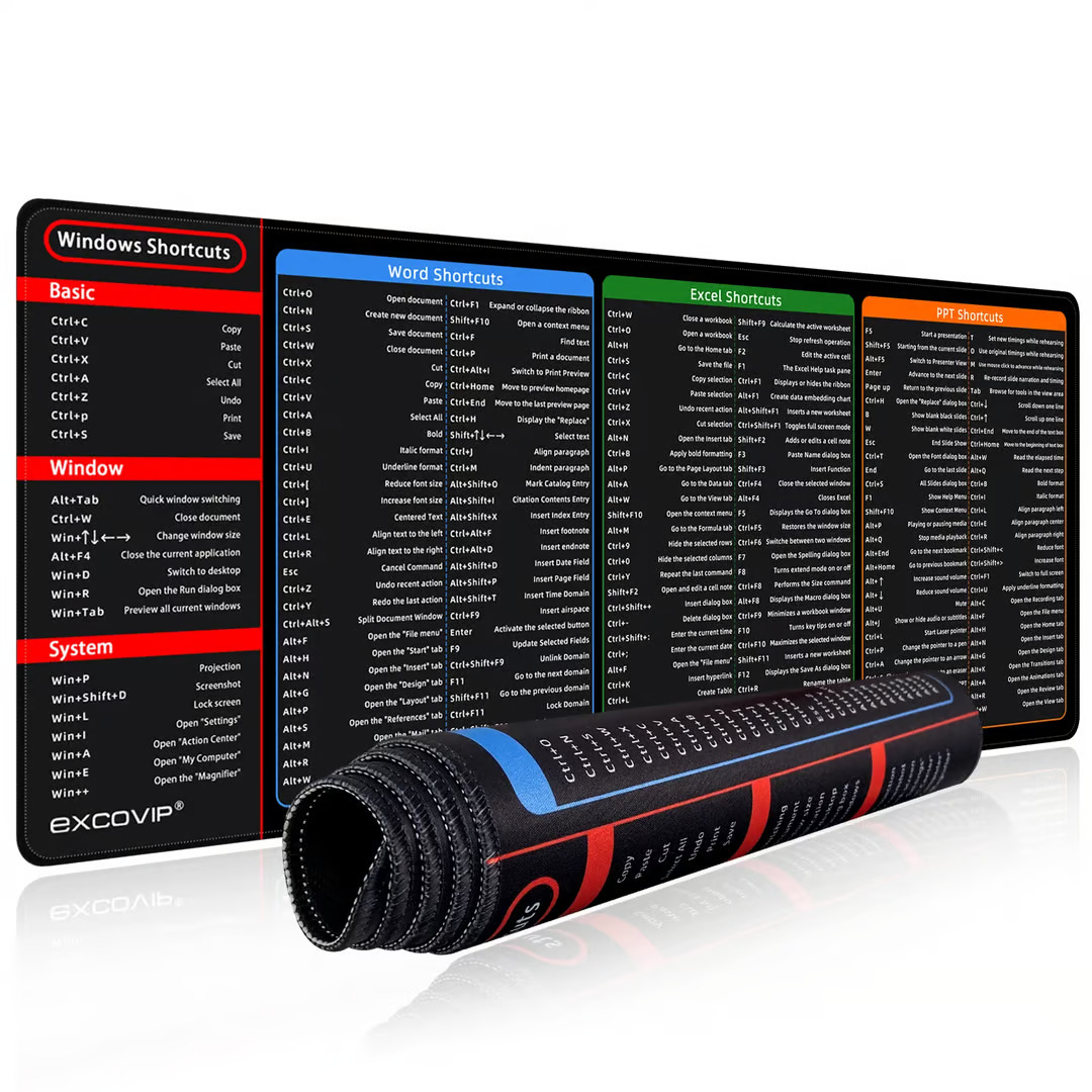 Tapis de clavier avec raccourcis office