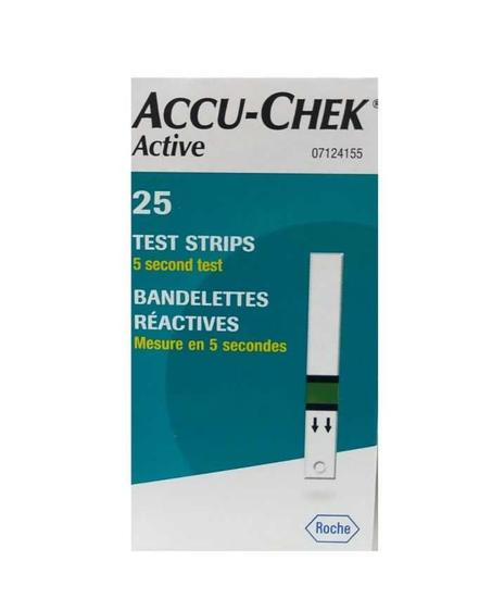 ACCU CHEK ACTIVE TEST RAPIDE GLYCEMIE 25 BANDELETTES REACTIVES