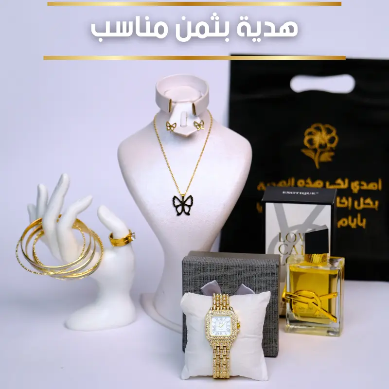 باقة أكسيسوارات فراشة+ساعة محجرة