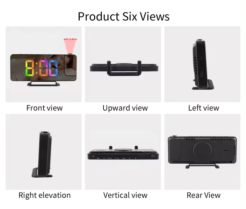 ساعة إسقاط ثلاثية الأبعاد ساعات رقمية ليد منبه ، طاولة عرض قابلة للحقن مع جدار راديو لسقف غرفة النوم