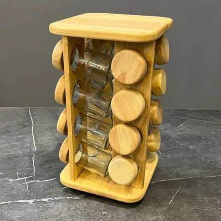 طقم قراعي التوابل الخشبي الدوّار