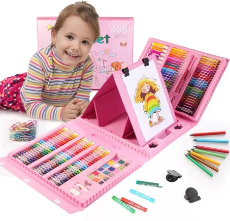 مجموعة أدوات الرسم للأطفال سوبر ميجا 208 قطعة