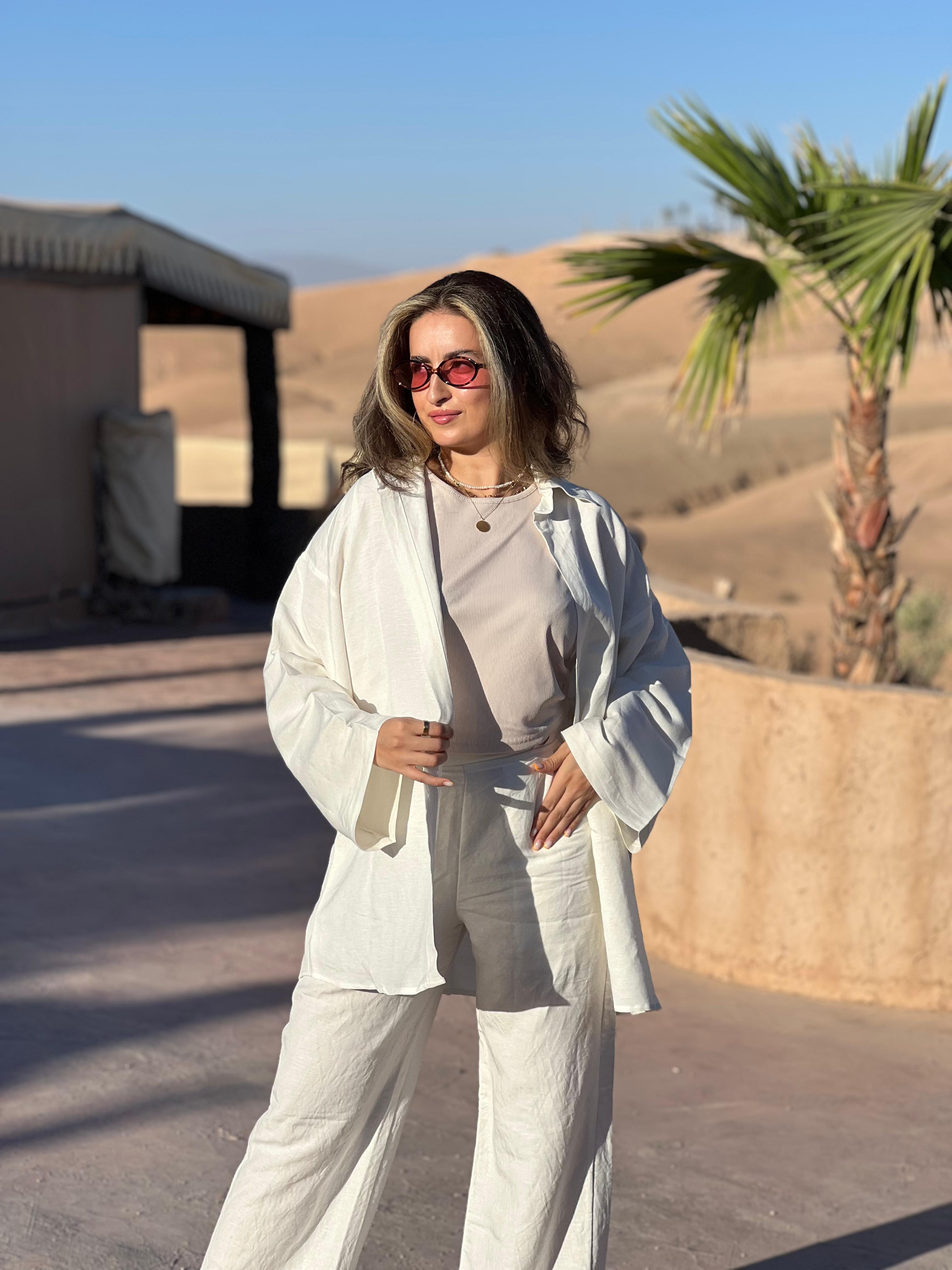 Ensemble en lin blanc
