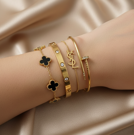 Pack : 2 gourmettes + 2 bracelets