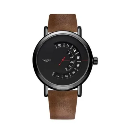 WOKAI Montre à quartz en cuir pour homme - Noir