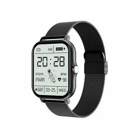 Montre connectée étanche IP67 avec bande en acier, écran tactile complet 1,99 pouces