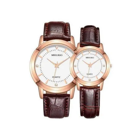 AIDAILU Mode Ensemble Montre De Couple - 2PCS - Marron
