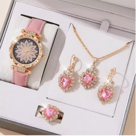 طقم ساعة وإكسسوارات نسائي جاهز للإهداء