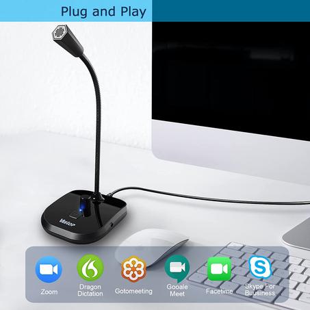 Veetop USB Microphone, Omnidirectional USB Computer Microphone, USB PC Mic, USB Condenser Mic for Conferencing, Games, Chat, Podcasting, Skype, Compatible with Laptop, Mac, PS4, Windows, Linu