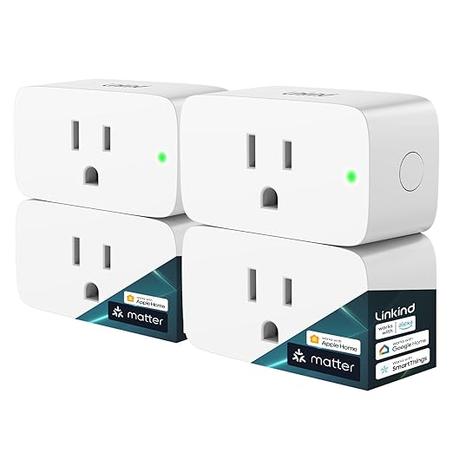 Linkind Matter Smart Plug, funciona con Apple Home, Siri, Alexa, Google, SmartThings, Smart Outlet 15A/1800W Max, automatización del hogar inteligente, control remoto de aplicación, temporiza