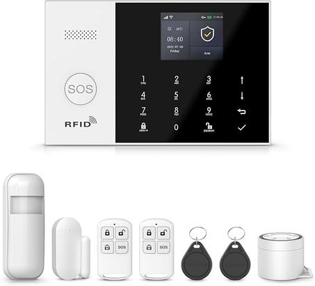 Sistema de alarma inteligente para el hogar, sensores de alarma de puerta inalámbricos, detector de movimiento, control remoto, SMS 4G, llamadas y alertas en tiempo real, compatible con Alexa