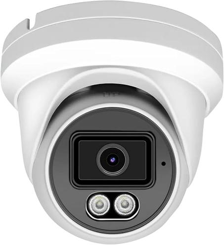 Cámara domo de torreta IP PoE de 4MP con micrófono/audio, cámara de seguridad IP para exteriores, resistente al agua, IP66, lente gran angular de 108° de 0.110 in (IR regular)