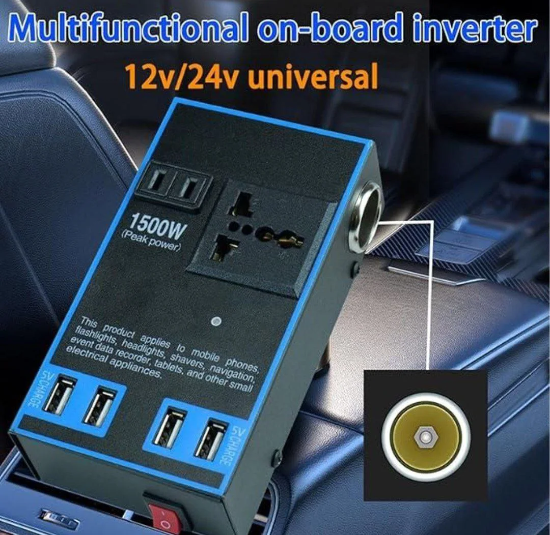 ⚡🚗 محول كهرباء السيارة 12V/24V إلى 220V – طاقتك في أي مكان! 🚗⚡