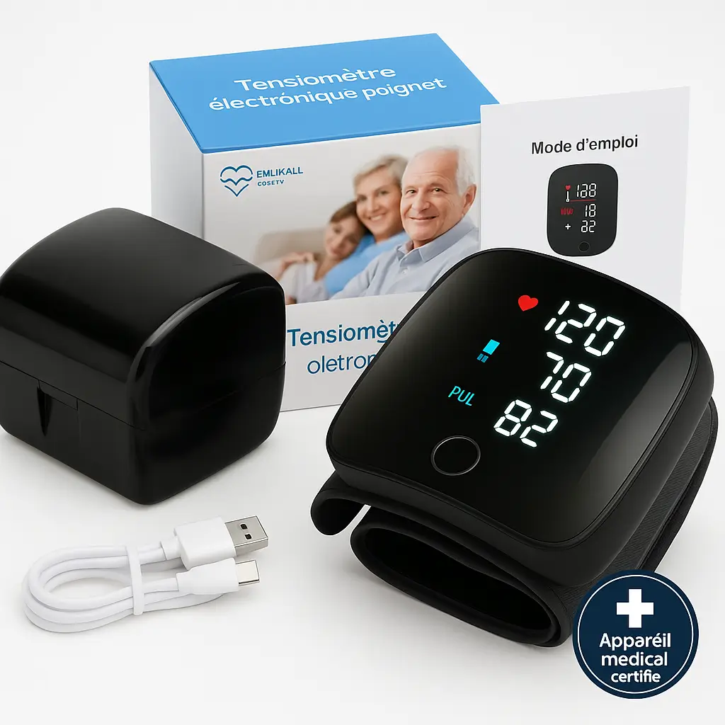 🩺 Tensiomètre de Poignet Rechargeable – Suivi Facile de votre Tension