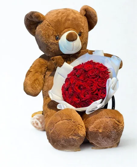 Bouquet de Roses & Nounours