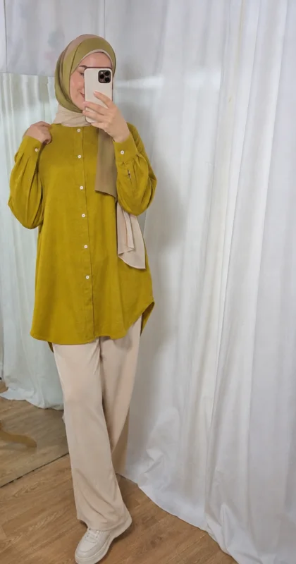 Tunique femme en lin élégante-Style hijab Chic