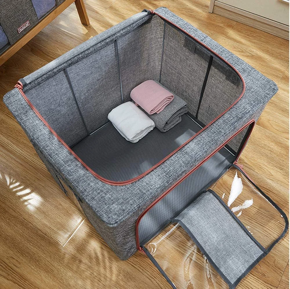 صندوق تخزين قماشي قابل للطي مع شباك شفاف ينظّم بطانياتك وملابسك بسهولة | Coffre de Rangement Pliable Pour Vêtements et Articles