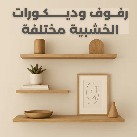 رفــوف وديــــــكـورات الخشبية مختلفة