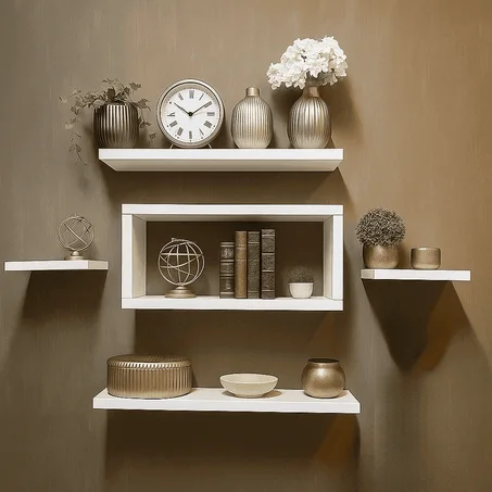 رفوف عصرية  4 يتوسطها رف مستطيل