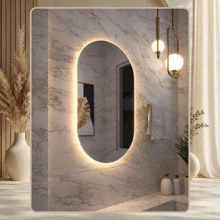 Miroir LED Ovale Vertical pour Salle de Bain – Éclairage Premium – Design Moderne – OLVIA