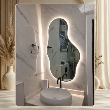 Miroir LED Organique Asymétrique – Design Moderne avec Éclairage LED Premium | OLVIA