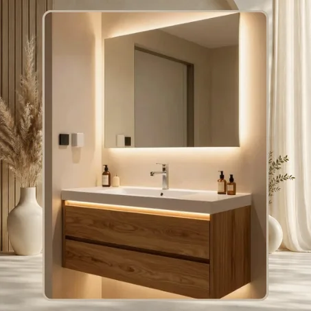Miroir LED Rectangulaire Vertical – Éclairage LED Premium avec Coins Arrondis | OLVIA