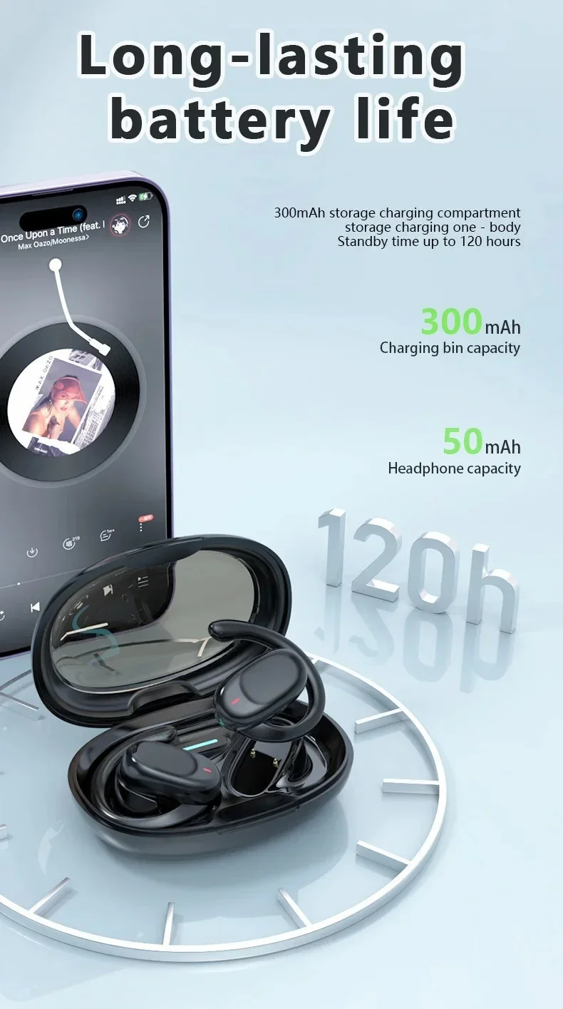 JM05 OWS Casque Bluetooth à conduction d'air Écouteurs sans fil HiFi Sport - Blanc 5