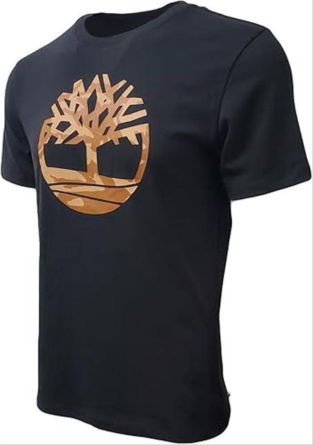 تيشيرت مع شعار شجرة بتقنية الخيوط المضاعفة، بدون حلقة (قصّة عادية)، من تمبرلاند