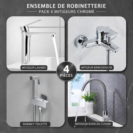 Pack chromé (4 mitigeurs)