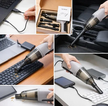 🧹 مكنسة يدوية صغيرة قابلة للشحن USB